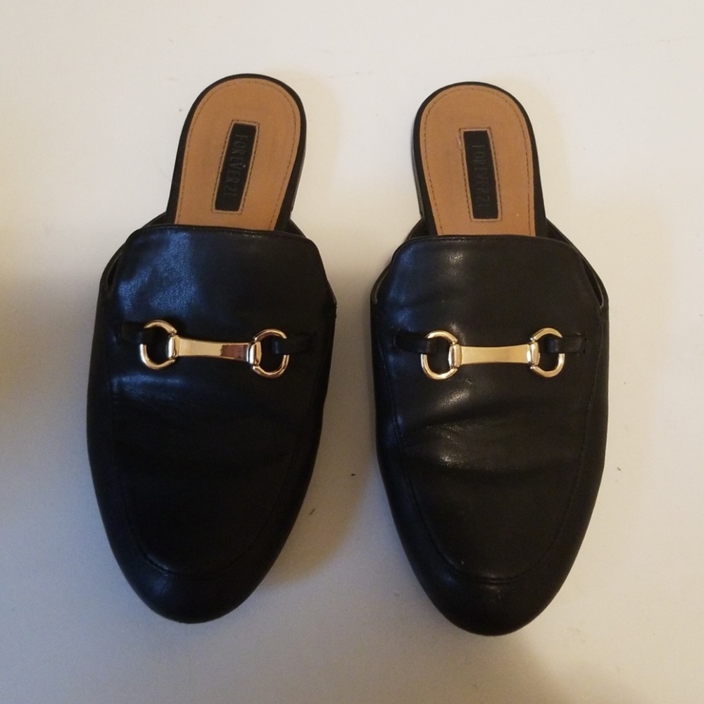 Black loafer slides